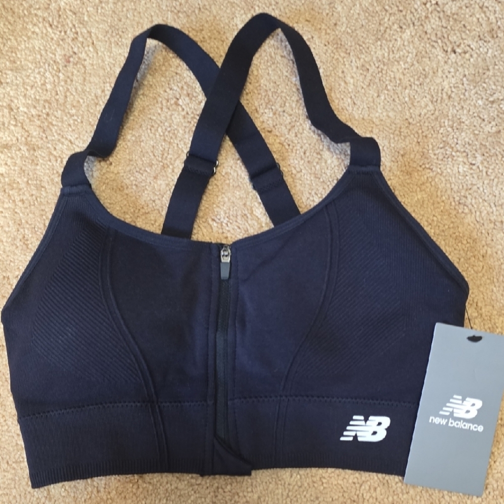 New Balance Black Zipper Sports Bra NWT SMALL